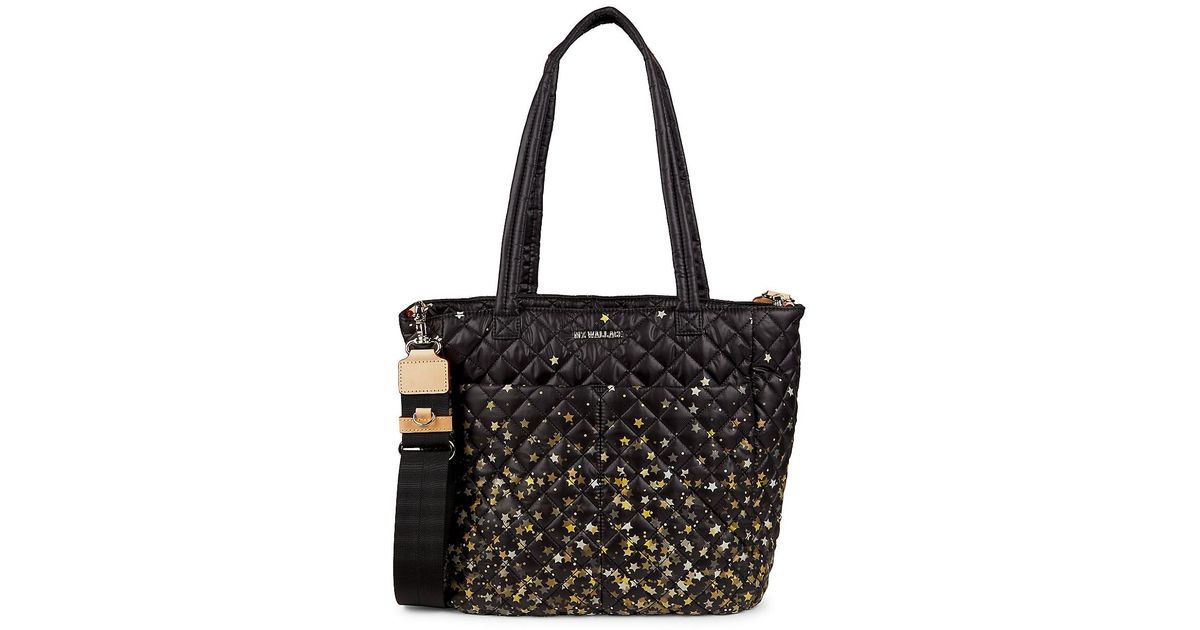 MZ Wallace Synthetic Metro Quatro Star-print Quilted Tote in Black - Lyst