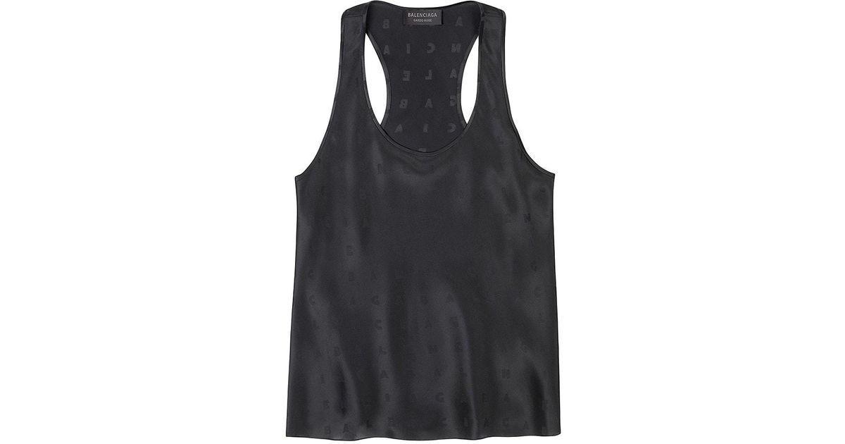 Balenciaga Logo Letters All Over Racer Back Top in Black | Lyst