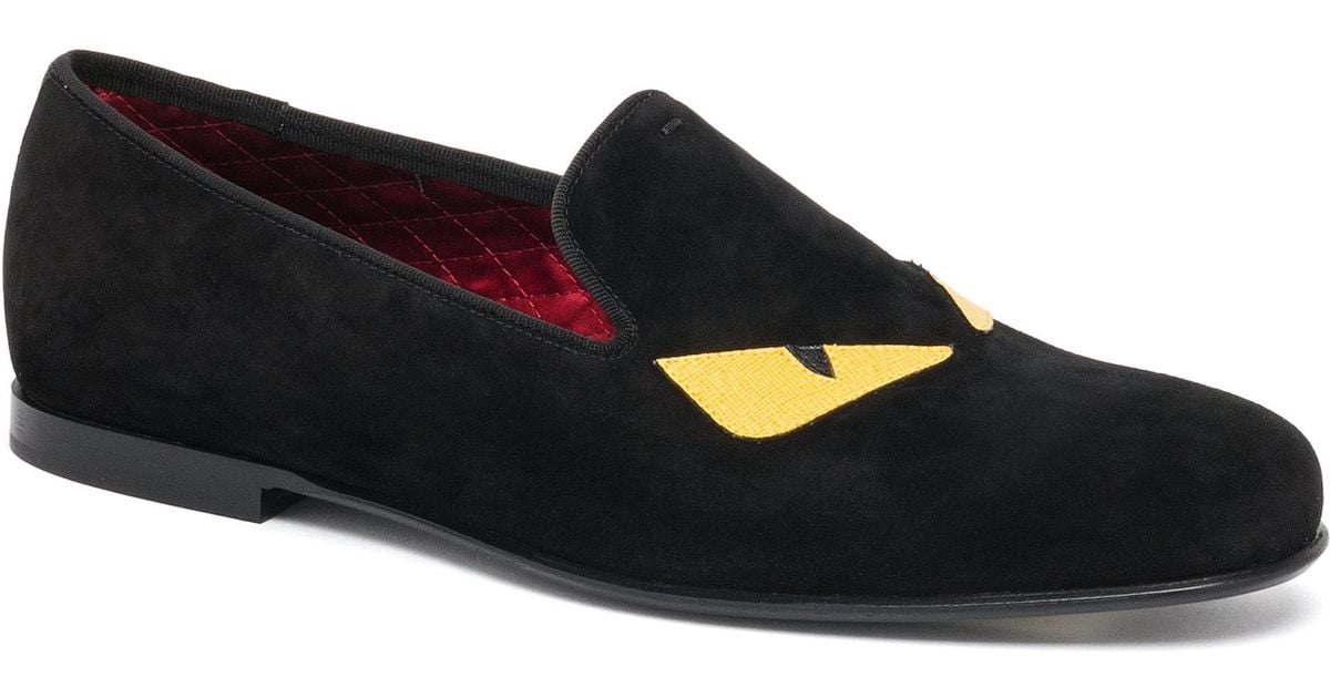 Fendi Leather Monster Suede Moccasins 