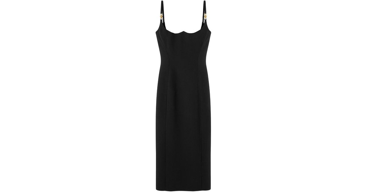 Versace Medusaembellished Satin Cocktail Dress in Black Lyst