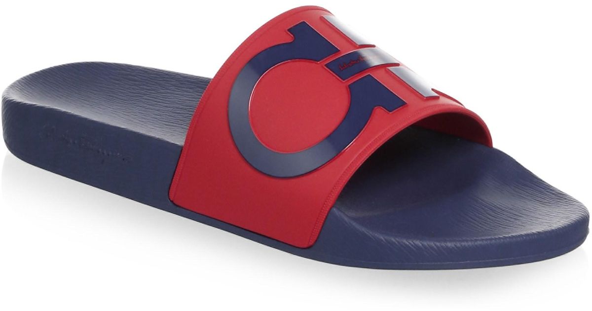 blue ferragamo slides