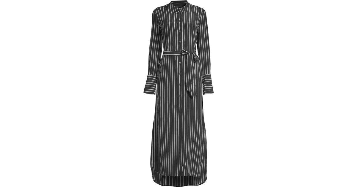 Equipment Connell Belted Striped Silk Maxi Shirt Dress Black Lyst