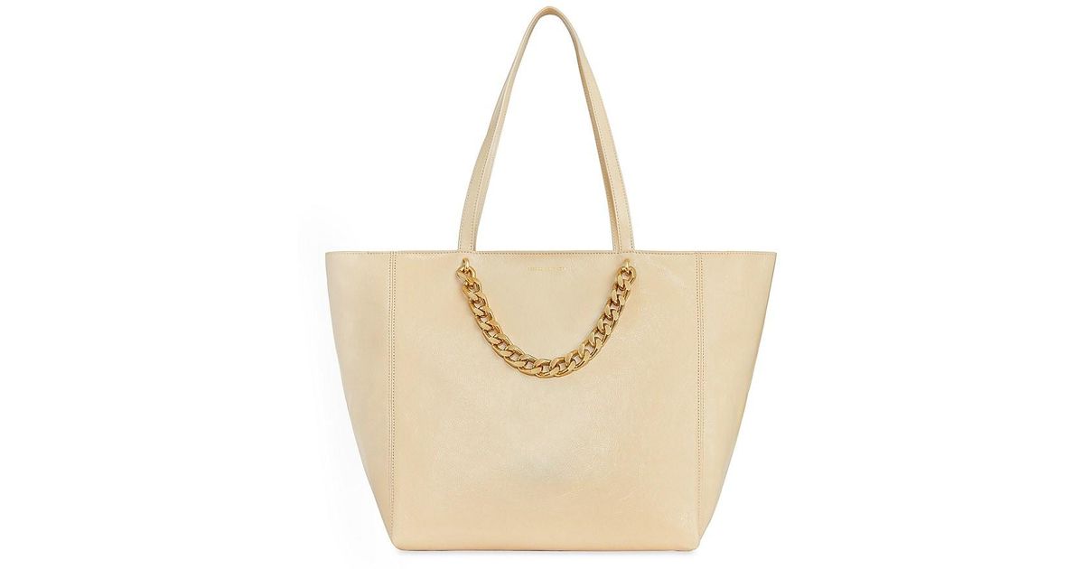 Rebecca Minkoff Simple Chain Leather Tote in Natural | Lyst