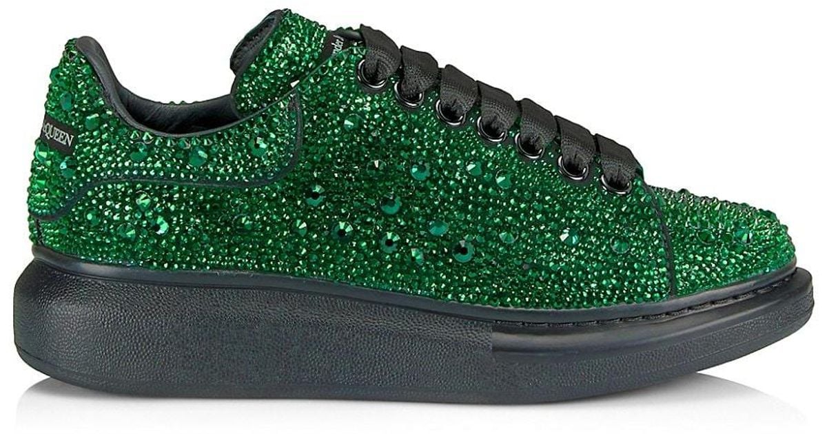Alexander McQueen Leather Oversized Crystal Embellished Sneakers in