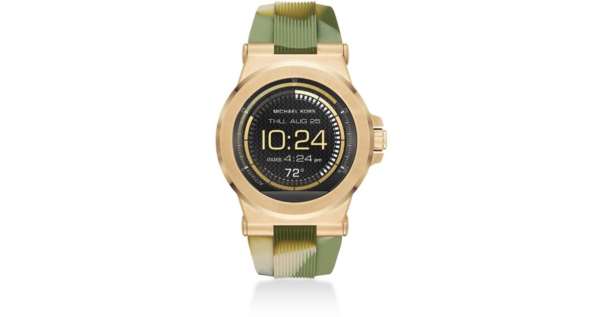 Væve Kreta udvide Michael Kors Access Dylan Camo Silicone Watch Strap in Green for Men - Lyst