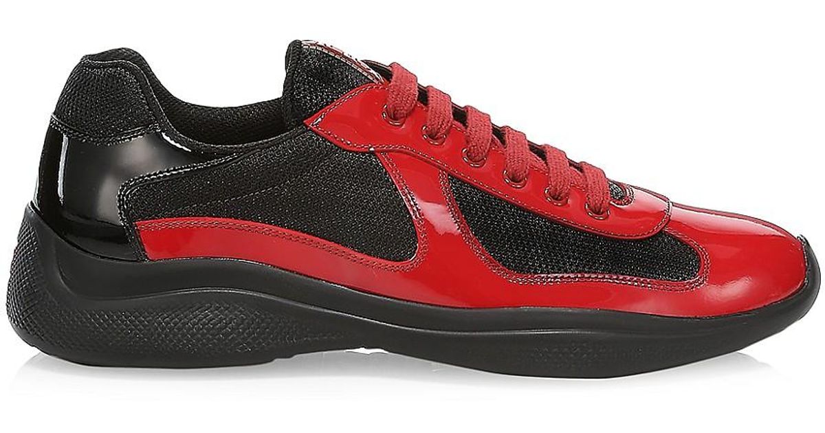 new america's cup patent leather and technical fabric sneakers