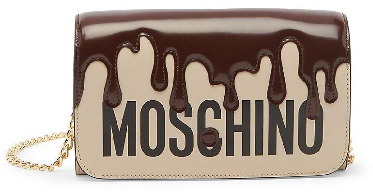 Moschino Leather Logo Drip Wallet-on-chain in White | Lyst