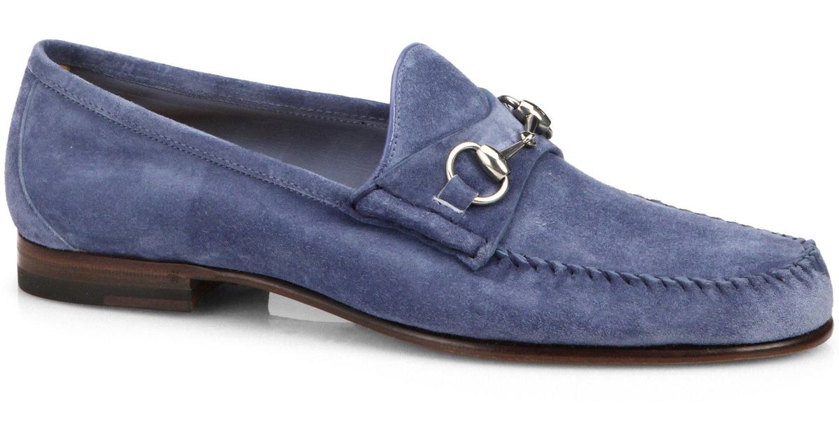 Gucci Suede Horsebit Loafers in Blue for Men | Lyst