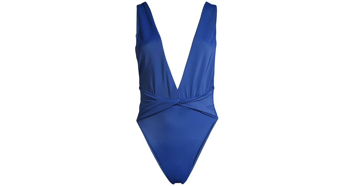 Agua Bendita Ellis Twisted Plunge One-piece Swimsuit in Blue | Lyst