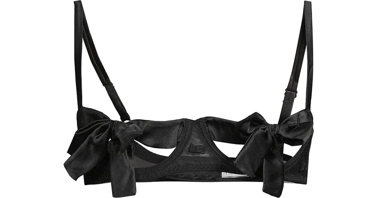 Fleur du Mal Silk Bow Peek-a-boo Bra in Black | Lyst
