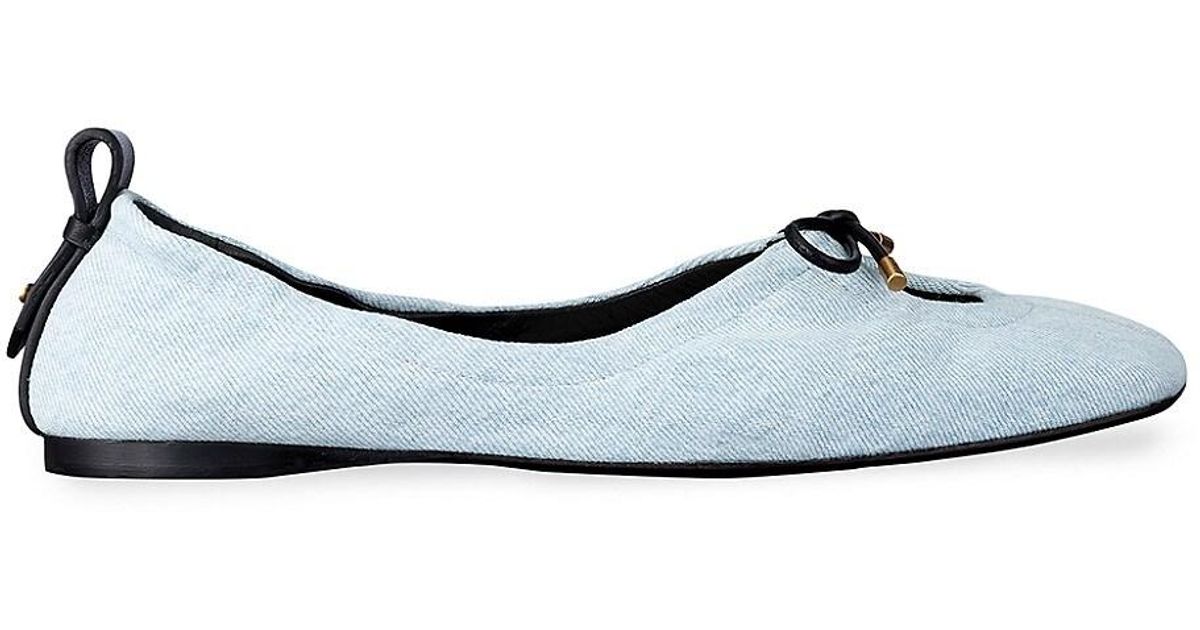 FRAME Le Sunset Denim Ballet Flats in Light Wash (Blue) Lyst