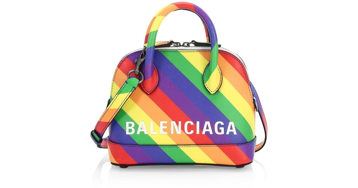 Balenciaga Ville Xxxs Rainbow-stripe Leather Cross-body Bag - Lyst