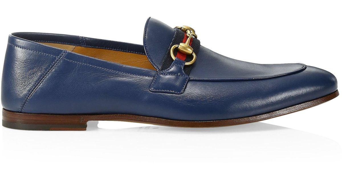 gucci leather horsebit loafer with web