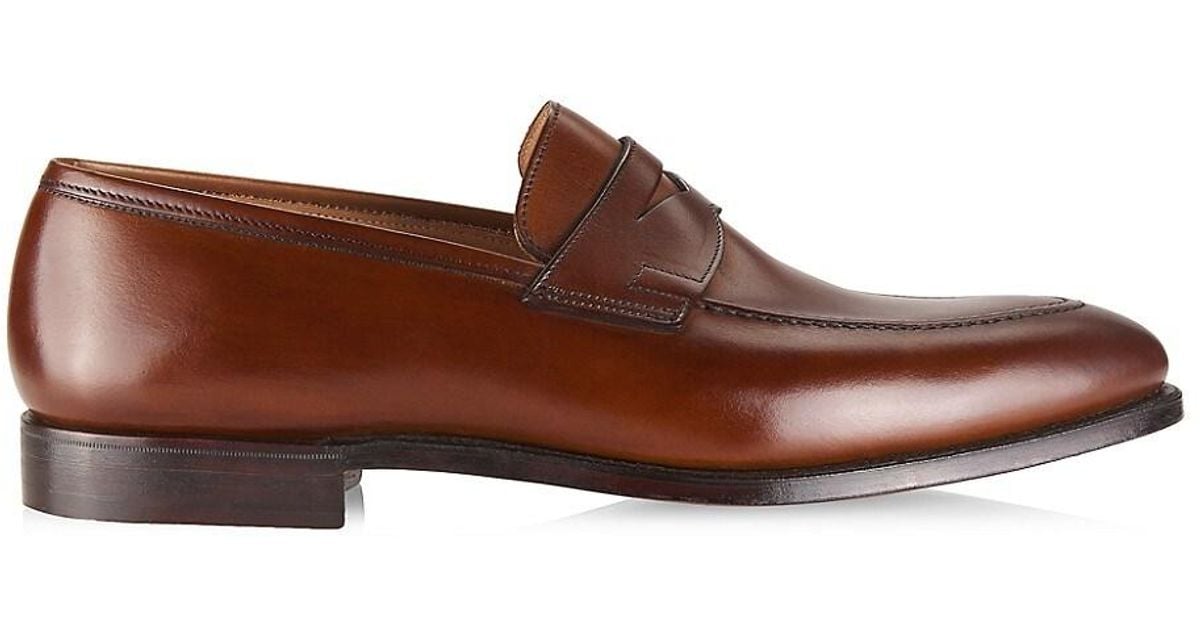 Crockett & Jones Sydney Leather Penny Loafers in Brown for Men Lyst