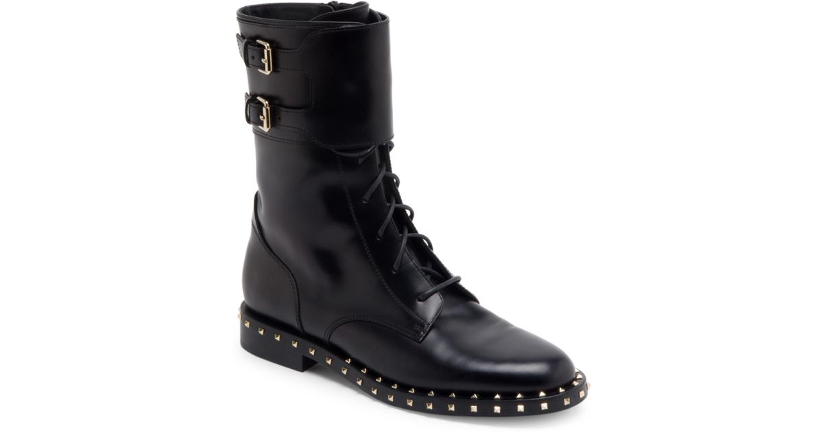 valentino garavani soul rockstud leather combat boots