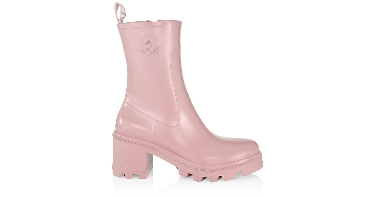 Moncler Synthetic Loftgrip Block-heel Rain Boots in Pink | Lyst