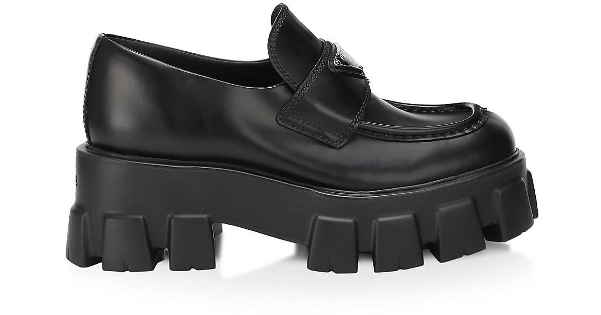 logo lug platform sneaker prada