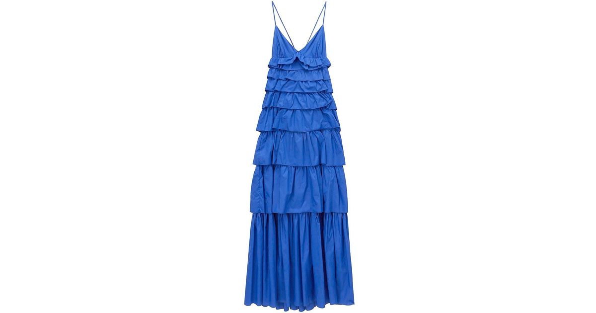 STAUD Rylie Tiered Ruffle Maxi Dress in Blue Lyst