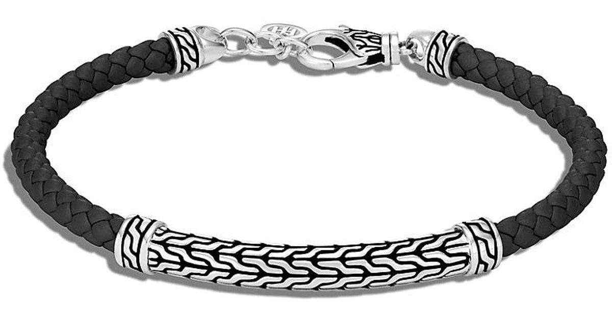 John Hardy Classic Chain Sterling Silver & Leather Woven Bracelet in ...