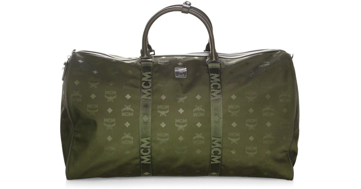 Lyst Mcm Ter Monogrammed Weekender Bag In Green For Men