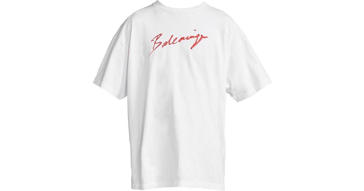 Balenciaga Cursive Graphic T-shirt in White for Men | Lyst