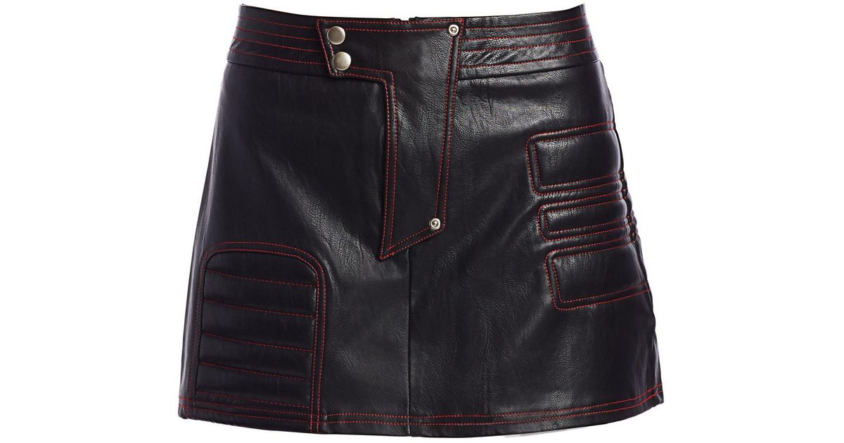I.AM.GIA Kasha Exposed Stitch Faux Leather Mini Skirt in Black | Lyst