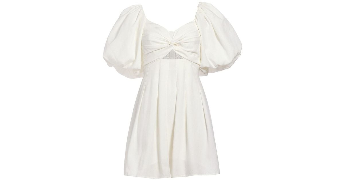 Astr Serilda Cut-out Puff-sleeve Midi-dress in White | Lyst