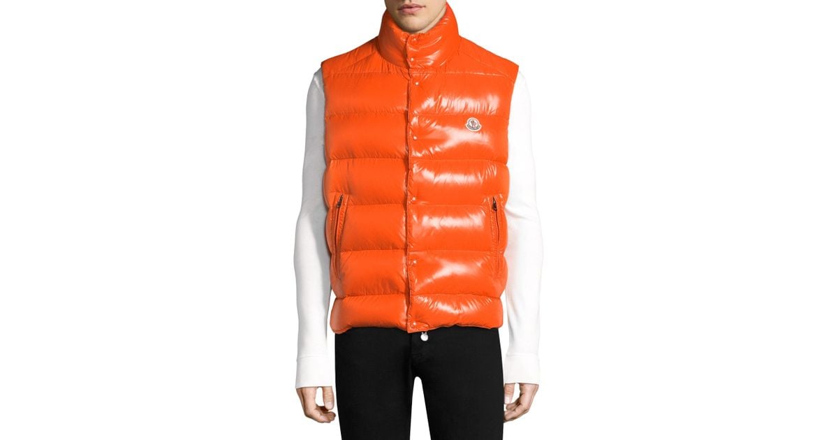 Moncler Synthetic Tib Gilet Quilted Vest in Orange for Men | Lyst