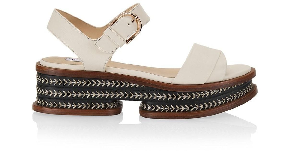 Gabriela Hearst Leather Mika Platform Ankle-strap Sandals in Cream ...