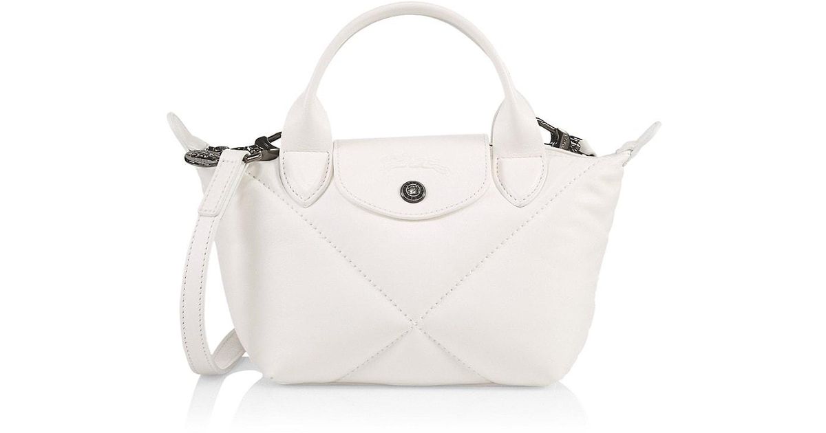 Longchamp Le Pliage Cuir Doudoune Xs Handbag With Strap in White | Lyst