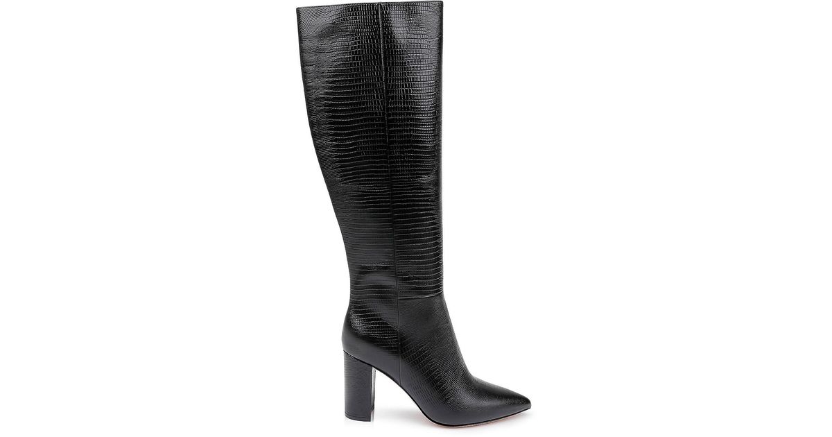 L'Agence Christiane Ii Lizard Embossed Leather Boots in Black Lyst