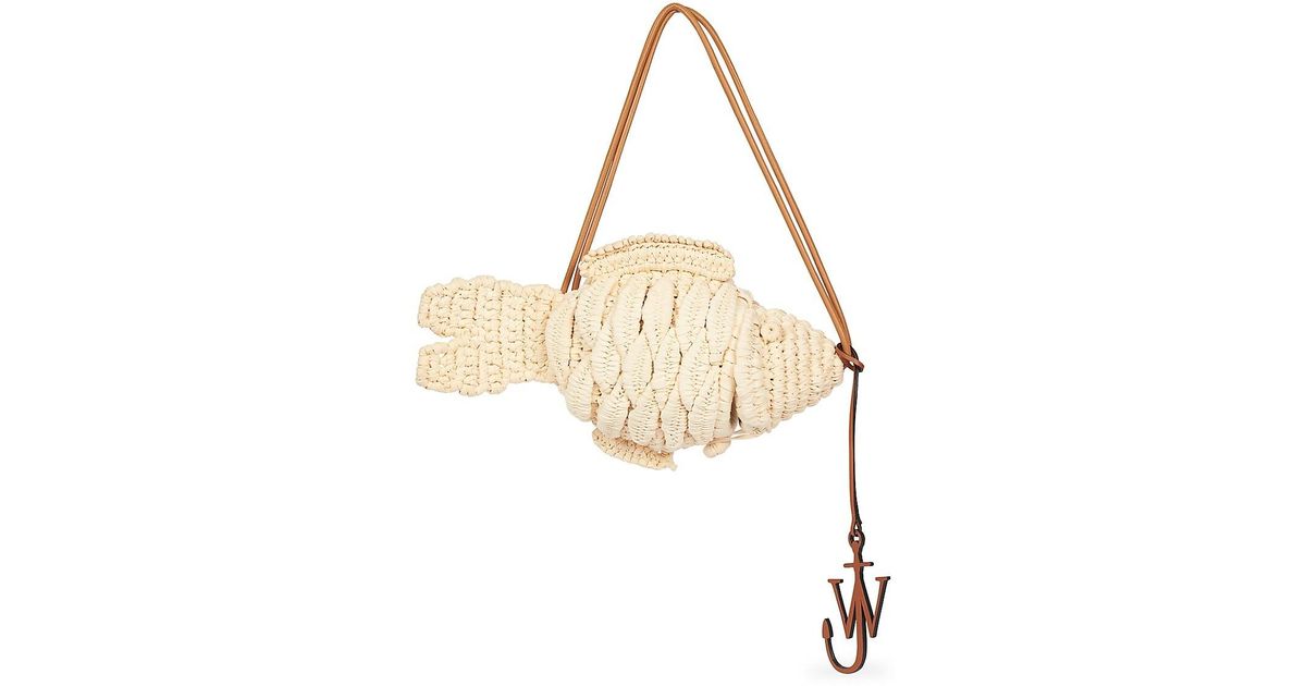 JW Anderson The Fish Crocheted Shoulder Bag in Natural | Lyst