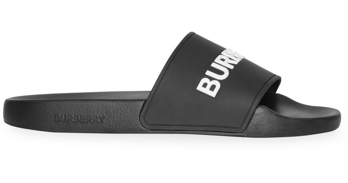 Burberry Rubber Kingdom Motif Slides in 