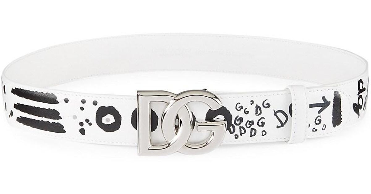 Dolce & Gabbana Dg Graffiti Leather Cross Belt in Nero White (White) Lyst