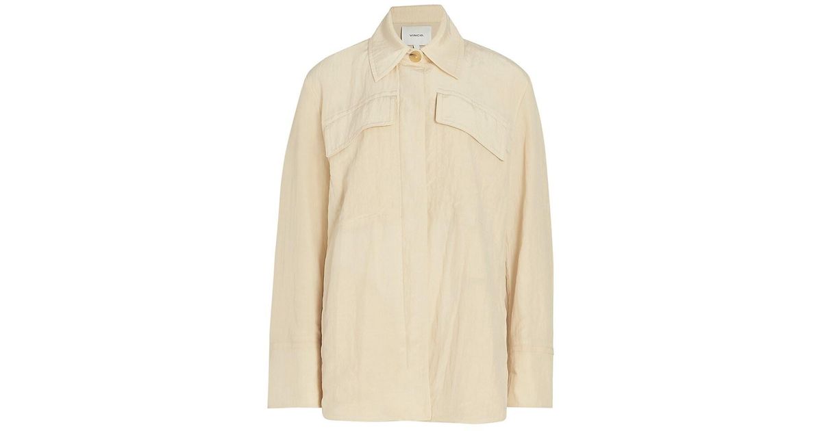 Vince Synthetic Textured Padded Shirt Jacket in White Lyst