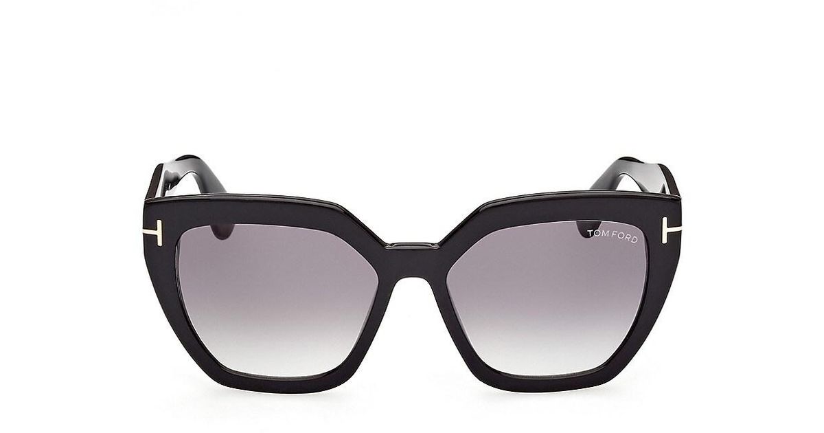 Tom Ford Phoebe 56mm Square Sunglasses in Shiny Black (Brown) Lyst