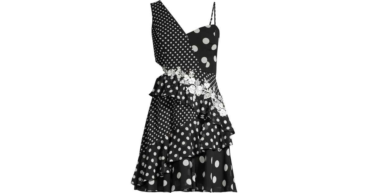 BCBGMAXAZRIA Polka Dot Cut Out Dress in Black Combo (Black) - Save 51% ...