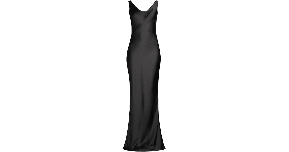Norma Kamali Maria Satin Gown in Black | Lyst