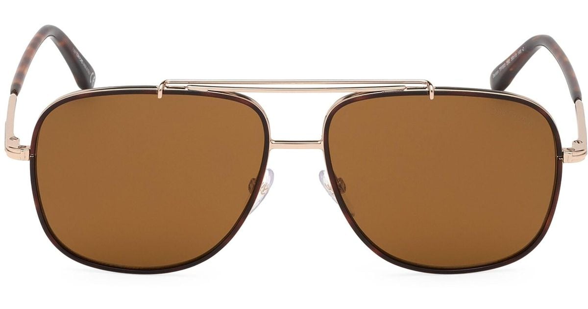 Tom Ford Men's Benton 58mm Aviator Sunglasses Gold in Metallic for