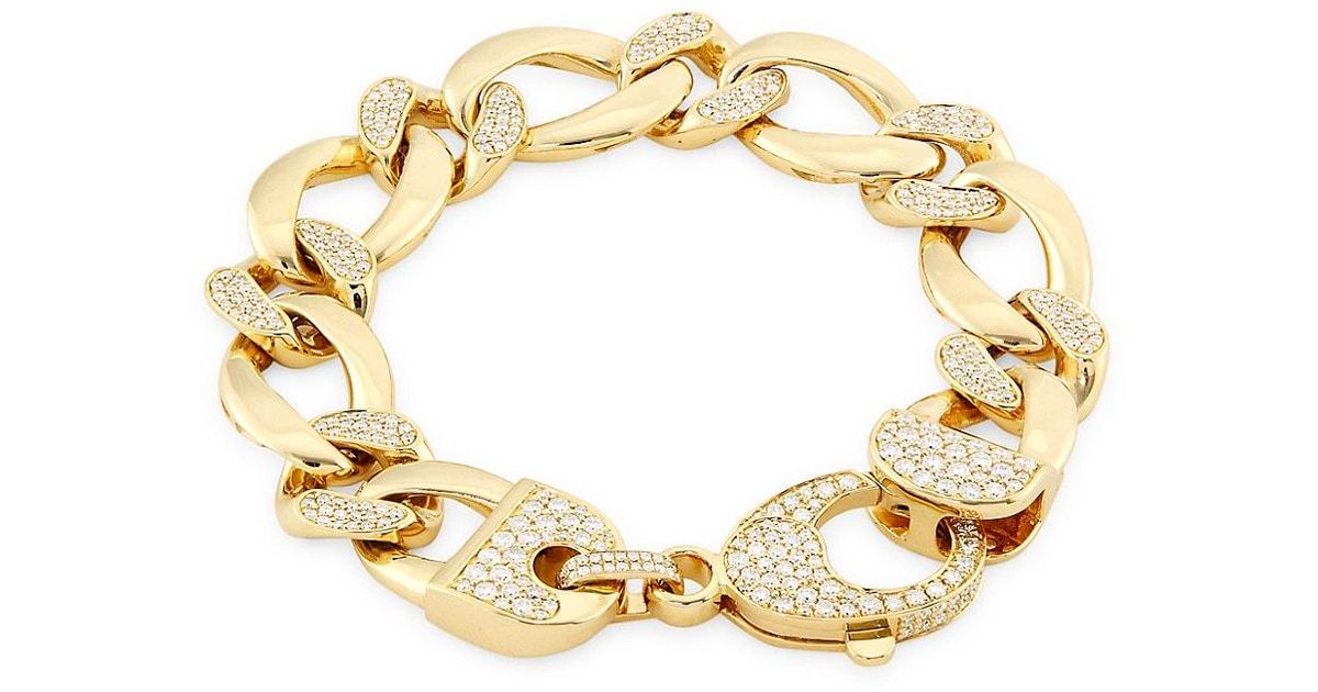 Saks Fifth Avenue 14k Yellow Gold & 3.02 Tcw Diamond Curbchain Bracelet in Metallic Lyst