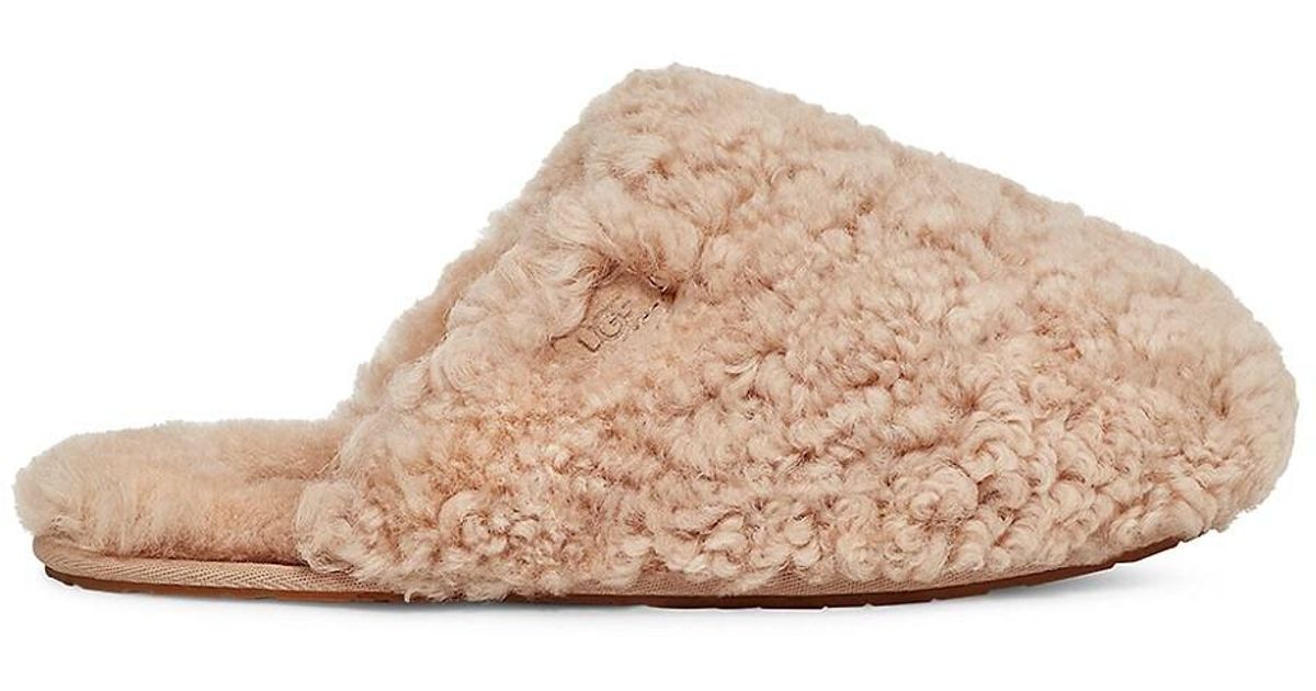 UGG Maxi Curly Shearling Slides in Pink | Lyst