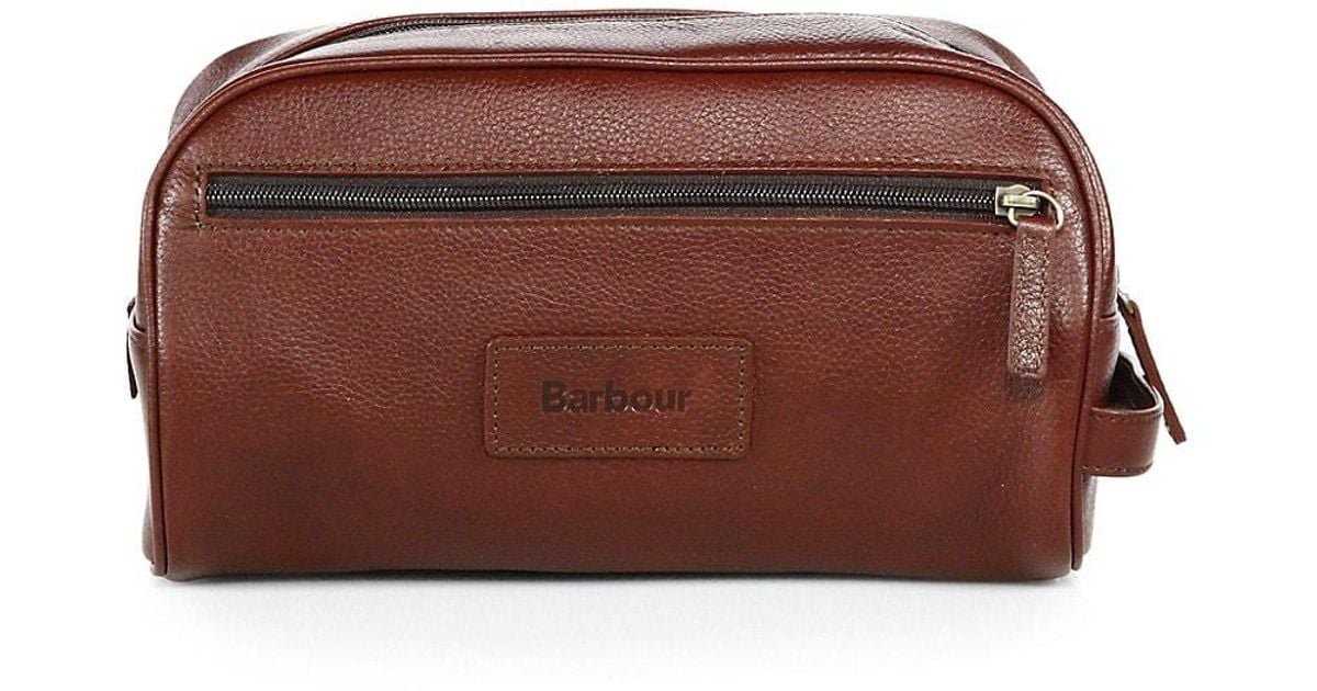 barbour leather wash bag