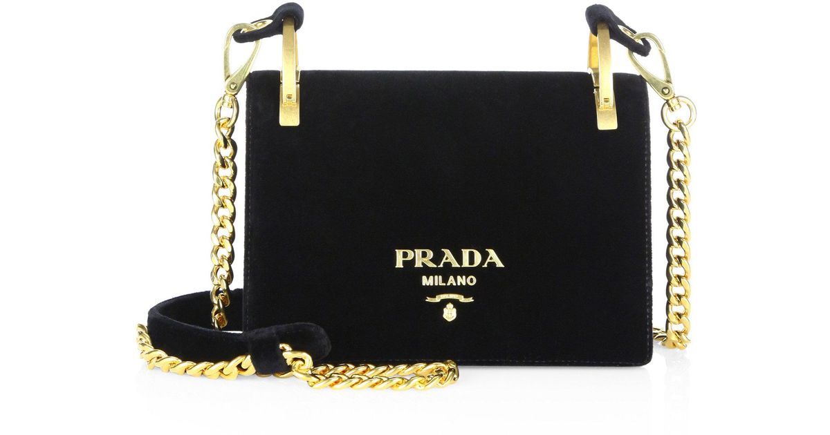 Prada Pattina Velvet Chain Shoulder Bag in Nero (Black) - Lyst