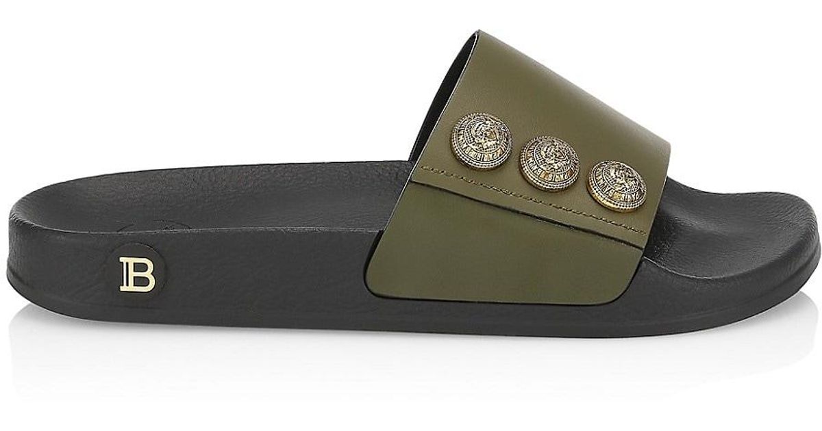 olive green slide sandals