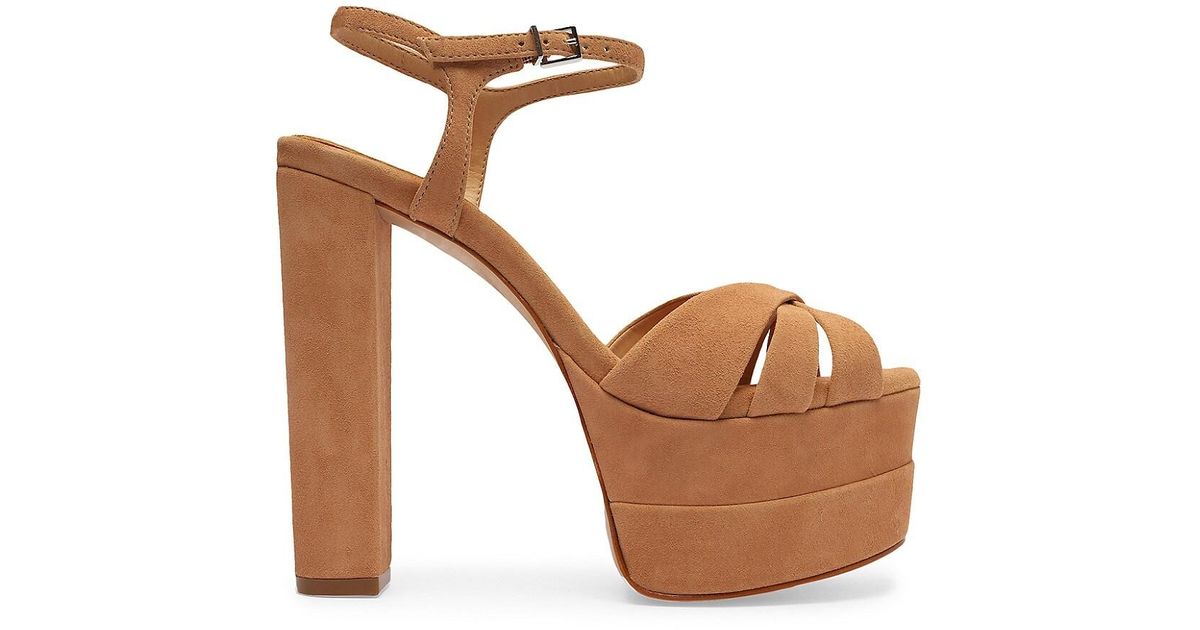 Schutz Keefa Suede Platform Sandals in Honey Beige (Natural) | Lyst