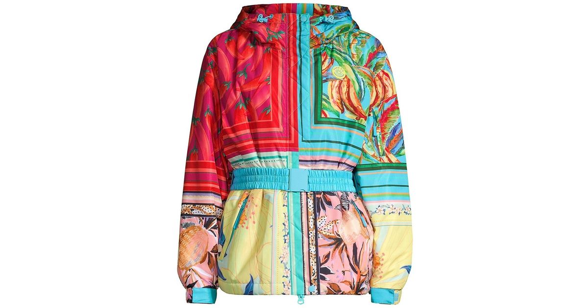 FARM Rio Mixed Scarves Ski Puffer Jacket in Red Lyst