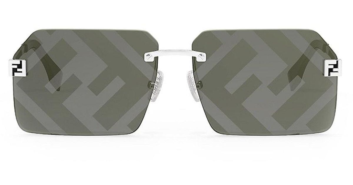 Fendi Ff Logo Print 59mm Square Sunglasses in Silver (Metallic) for Men ...