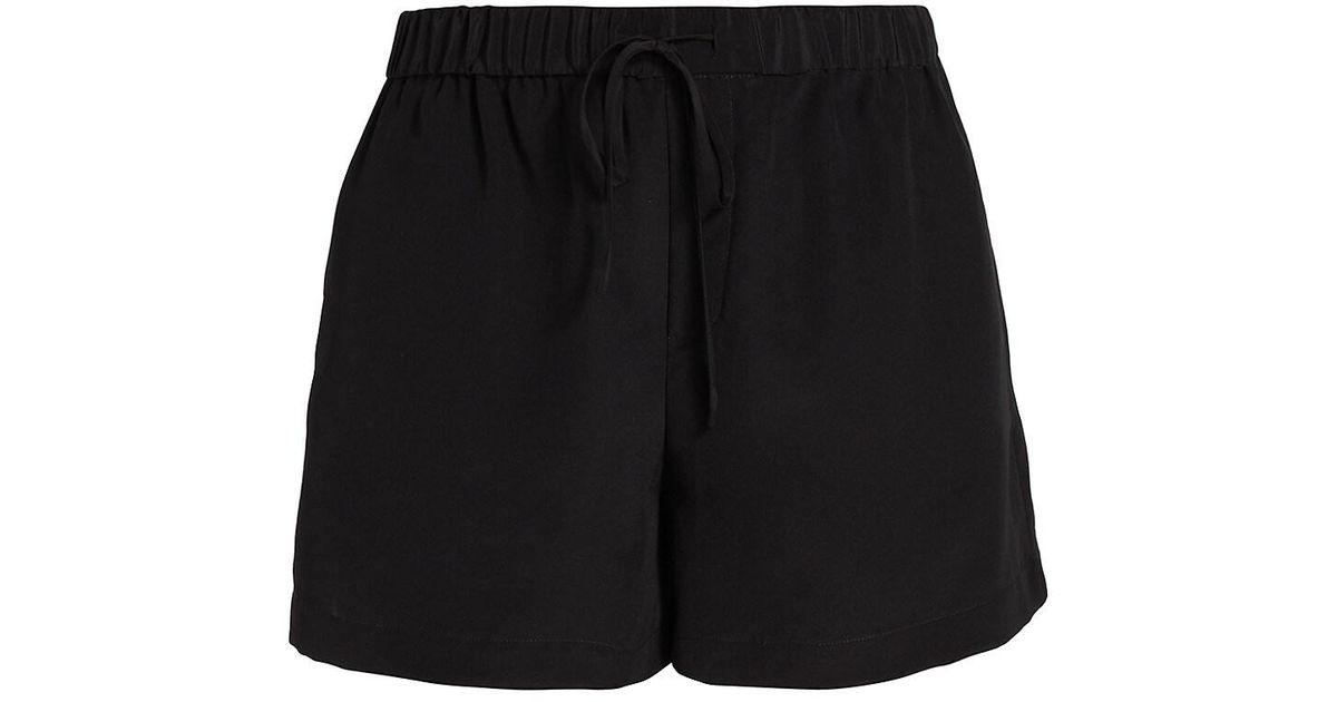 Nili Lotan Frances Elasticized Silk Shorts in Black | Lyst