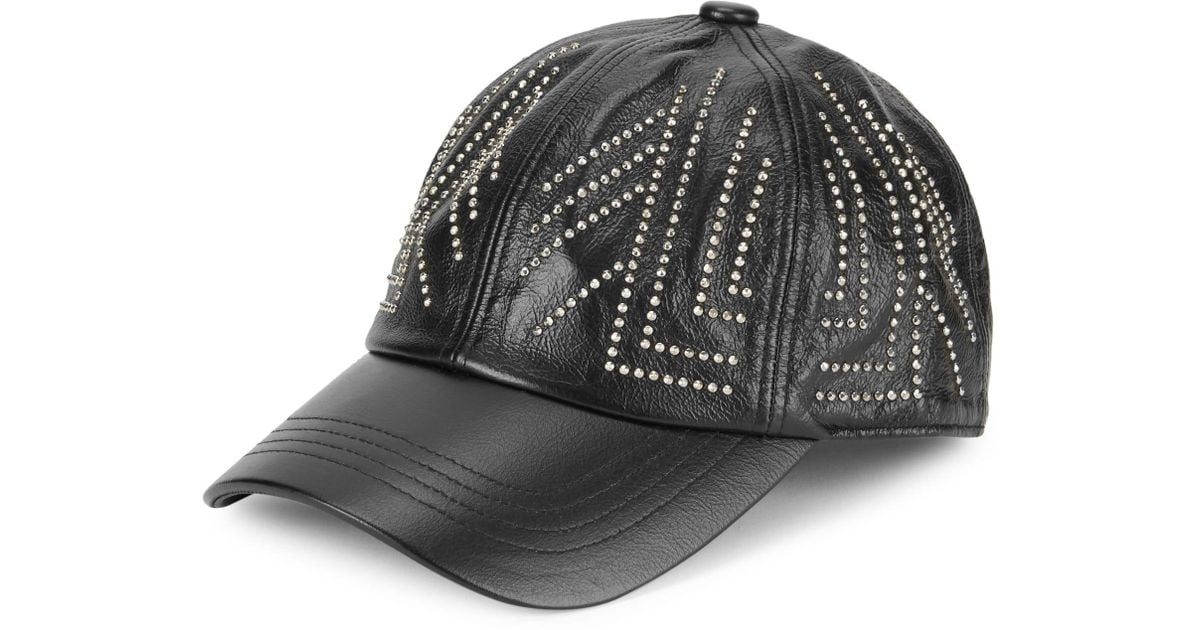 mens black leather baseball cap