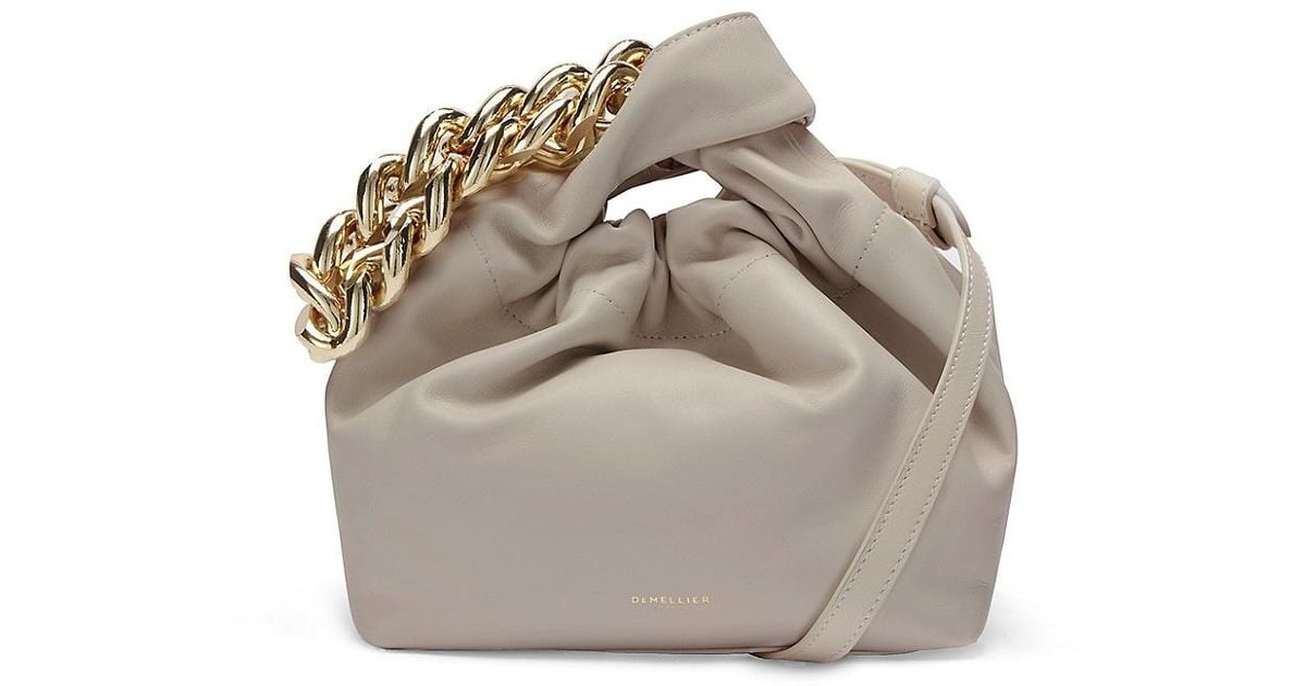 DeMellier Santa Monica Chain Leather Top Handle Bag in Taupe (Gray) | Lyst